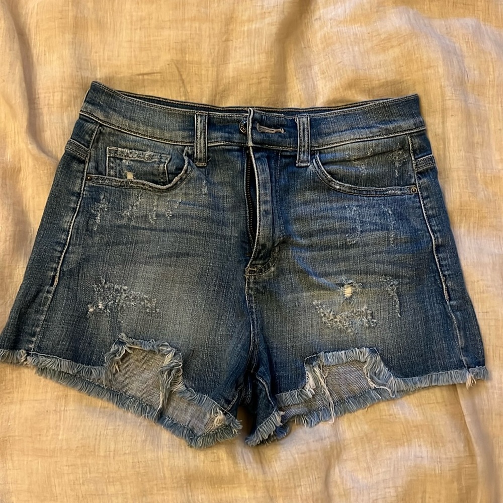 High rise denim shorts